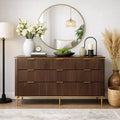 SinCiDo Fluted 7 Drawer Modern Dresser, 54 Wide Dresser TV Stand with Gold Accents, Wood Storage Organizer for Bedroom, Living Room