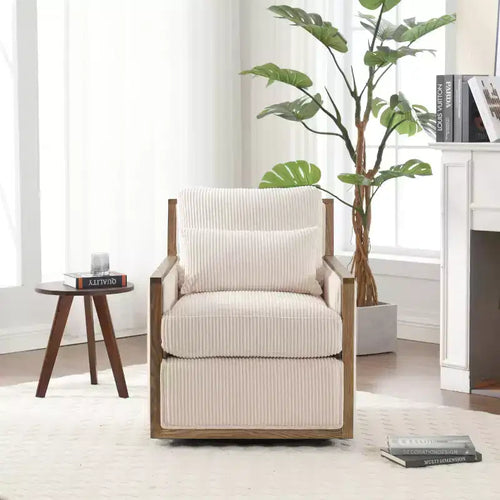 360° Corduroy Swivel Barrel Chair - Oversized Accent Chair for Bedroom