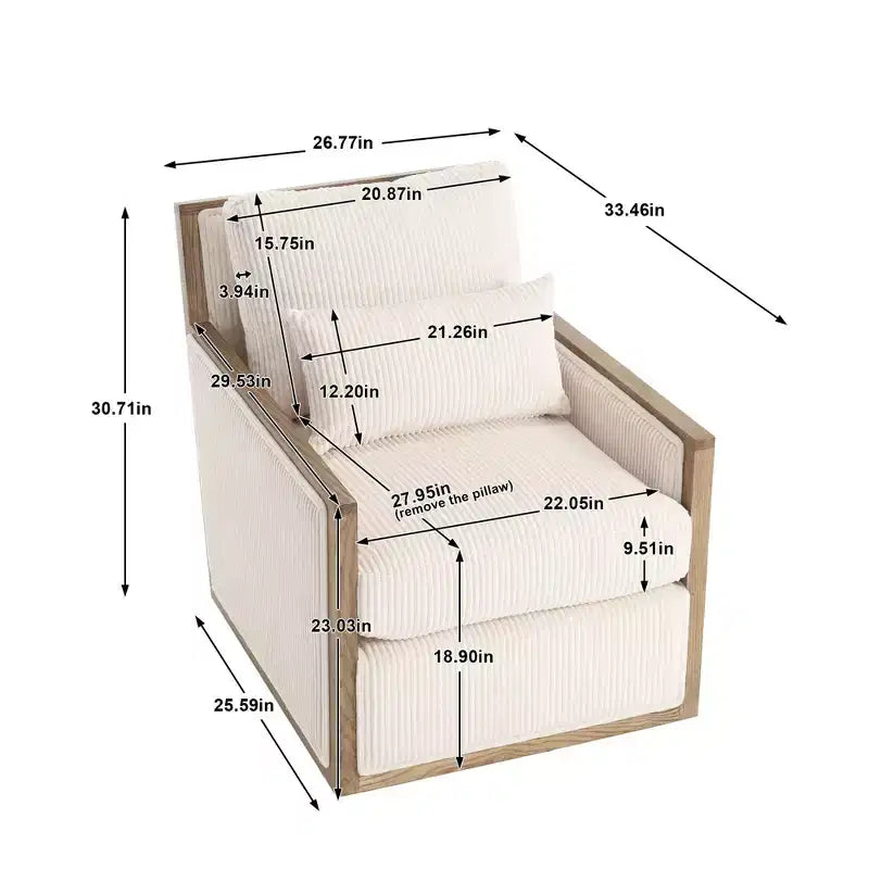 360° Corduroy Swivel Barrel Chair - Oversized Accent Chair for Bedroom