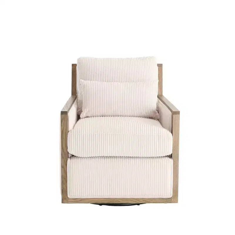 360° Corduroy Swivel Barrel Chair - Oversized Accent Chair for Bedroom