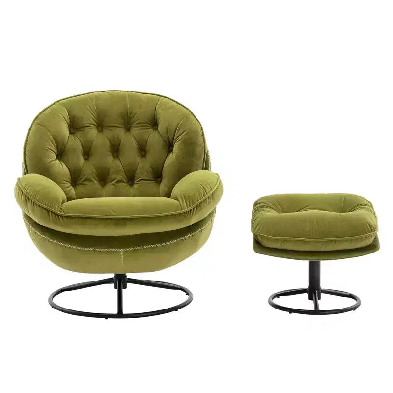 Modern Accent Chair with Ottoman, Leisure Chair with Cushioned Seat