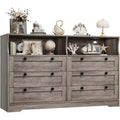 Dresser with 6 Drawers, Modern Wooden Chest of Drawers Storage with LED Lights for Bedroom, Living Room, Closet and Entryway