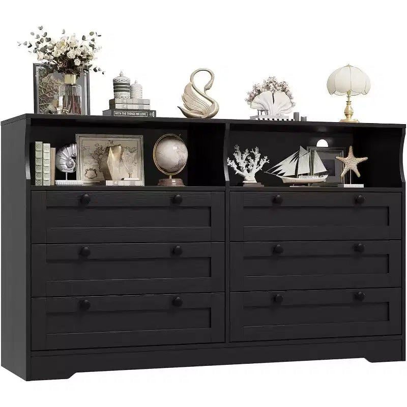 6-Drawer Dresser with LED Lights and Built-in Power Outlet