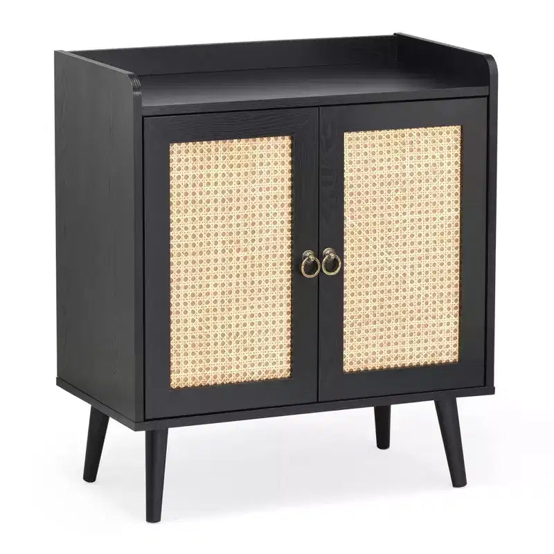 Sideboard Buffet Cabinet with Natural Rattan Decorated Doors