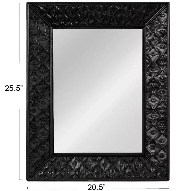 Handwoven Rattan Rectangle Wall Mirror