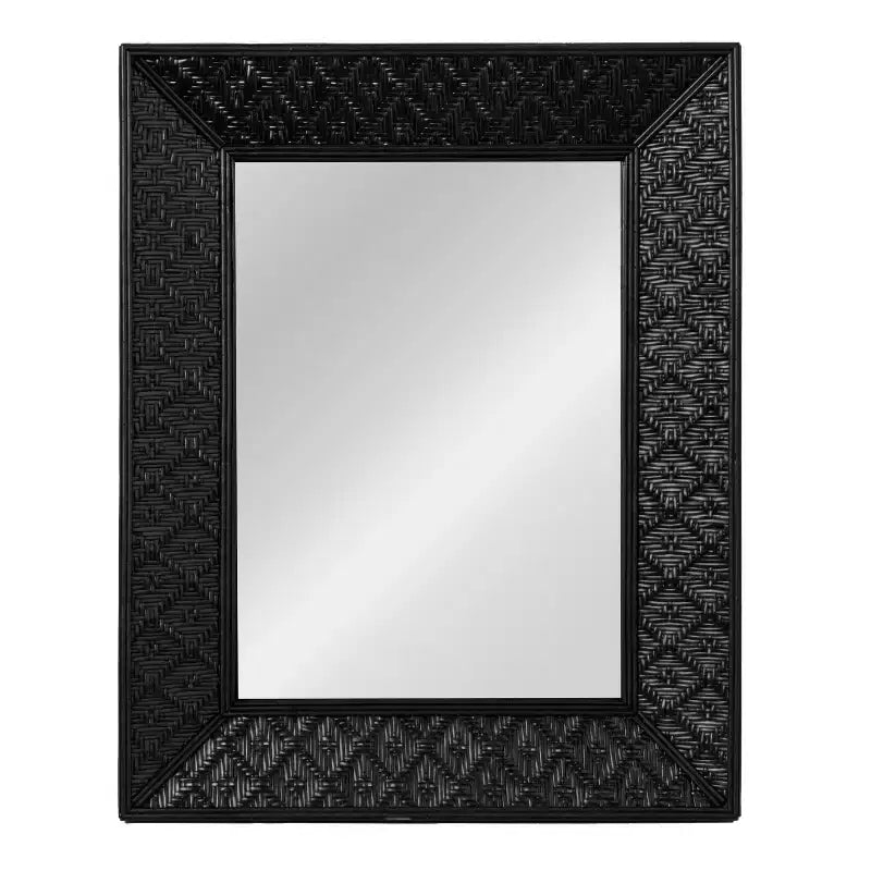 Handwoven Rattan Rectangle Wall Mirror