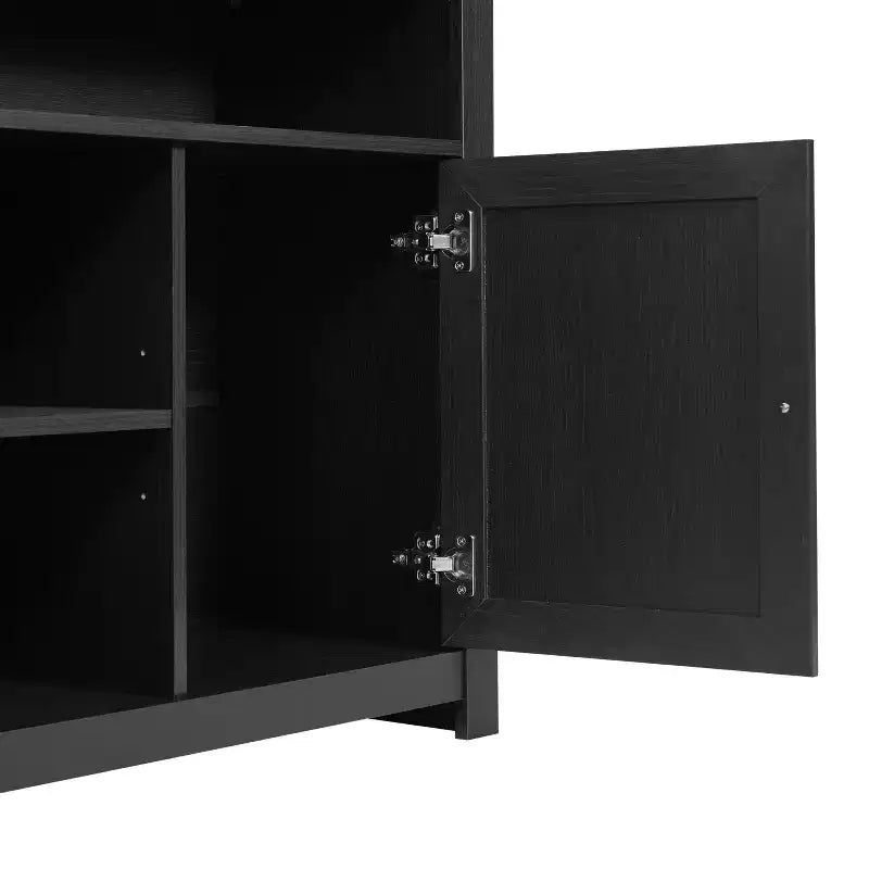 58" Mid-Century Modern Four Door Buffet TV Stand with Shelving, Fits TVs up to 65"