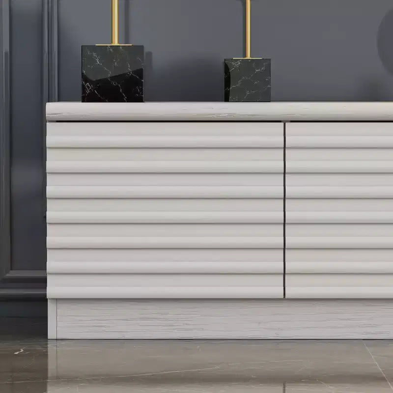 Minimalist Design White TV Stand & Media Console – Sleek Lines, Multi-Compartment & Sturdy Build