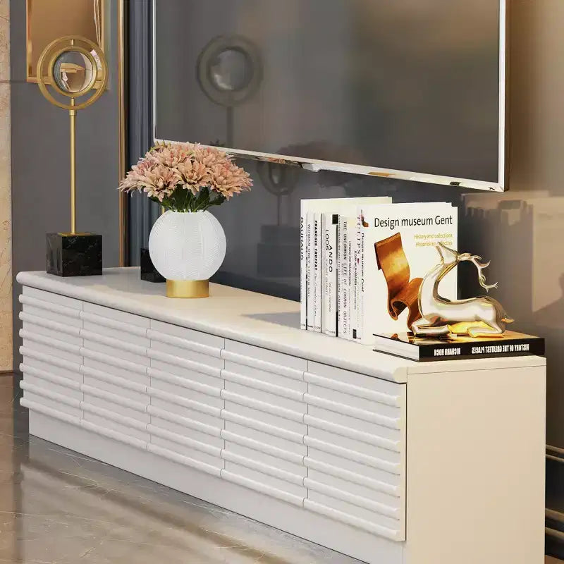 Minimalist Design White TV Stand & Media Console – Sleek Lines, Multi-Compartment & Sturdy Build