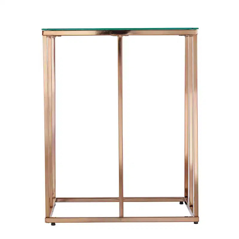 Nicholance Contemporary End Table with Glass Top - Champagne - SEI