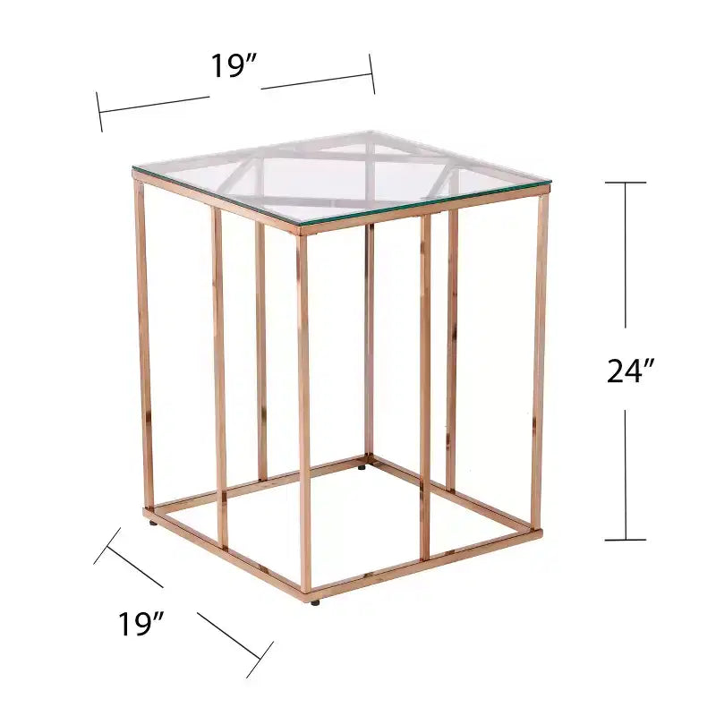 Contemporary End Table with Glass Top - Champagne
