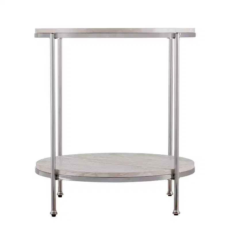 Silas Round Faux Stone End Table - Charcoal - SEI
