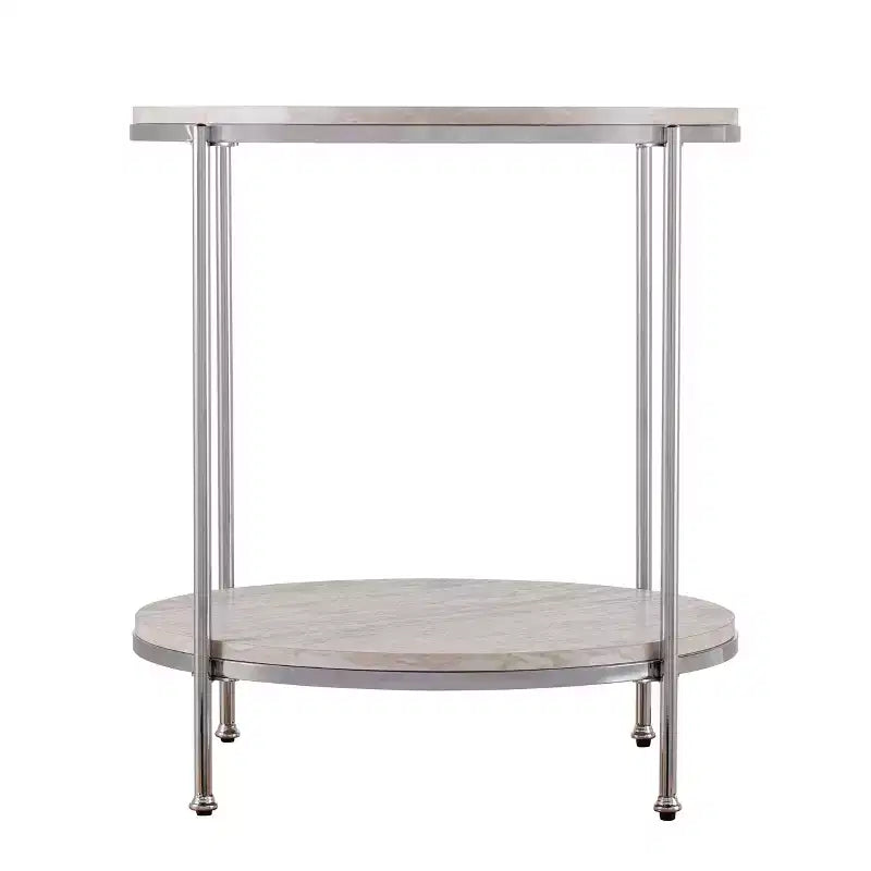 Round Faux Stone End Table - Charcoal