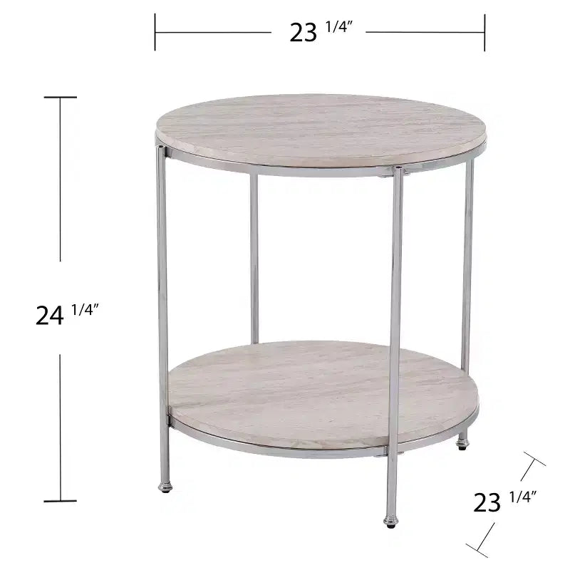 Round Faux Stone End Table - Charcoal