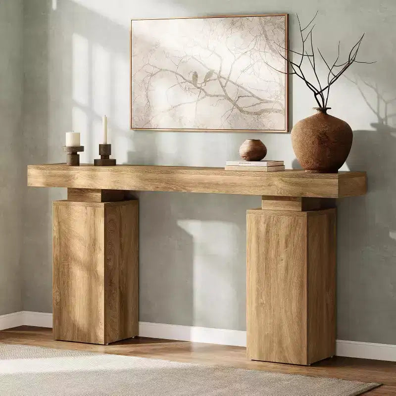 63-Inch Farmhouse Console Table for Entryway, Living Room & Hallway