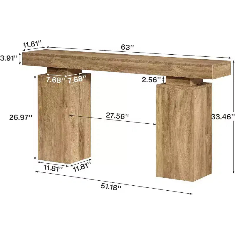 63-Inch Farmhouse Console Table for Entryway, Living Room & Hallway