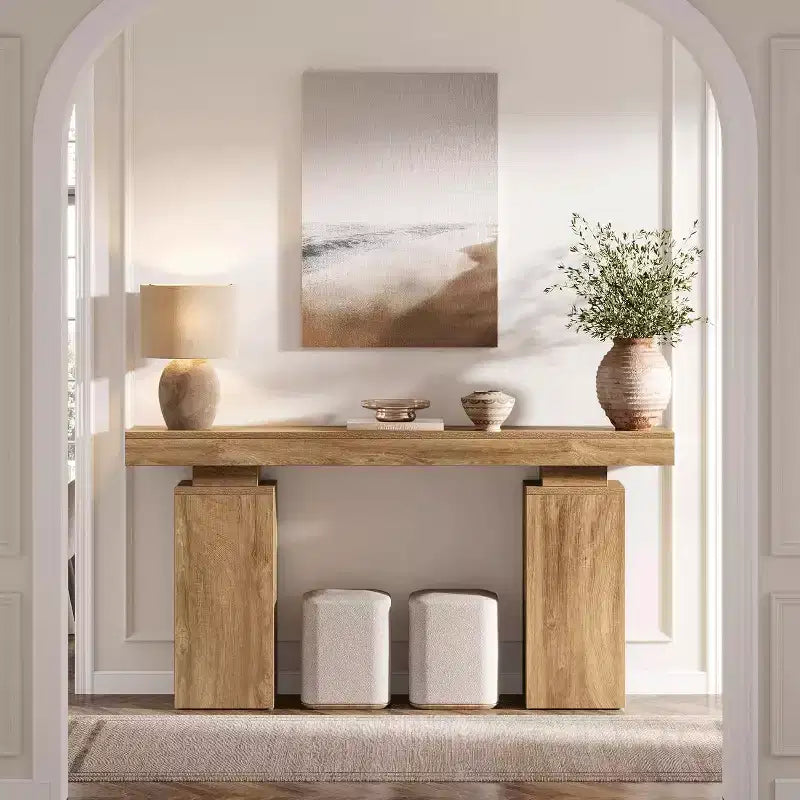 63-Inch Farmhouse Console Table for Entryway, Living Room & Hallway