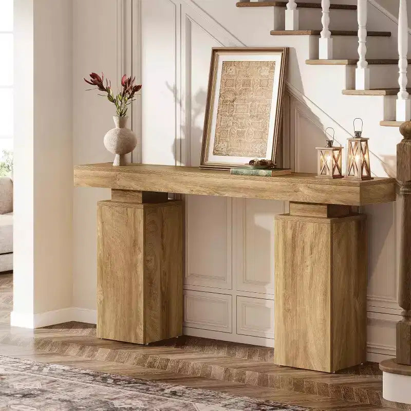 63-Inch Farmhouse Console Table for Entryway, Living Room & Hallway