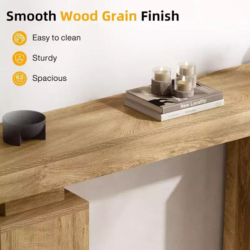 63-Inch Farmhouse Console Table for Entryway, Living Room & Hallway