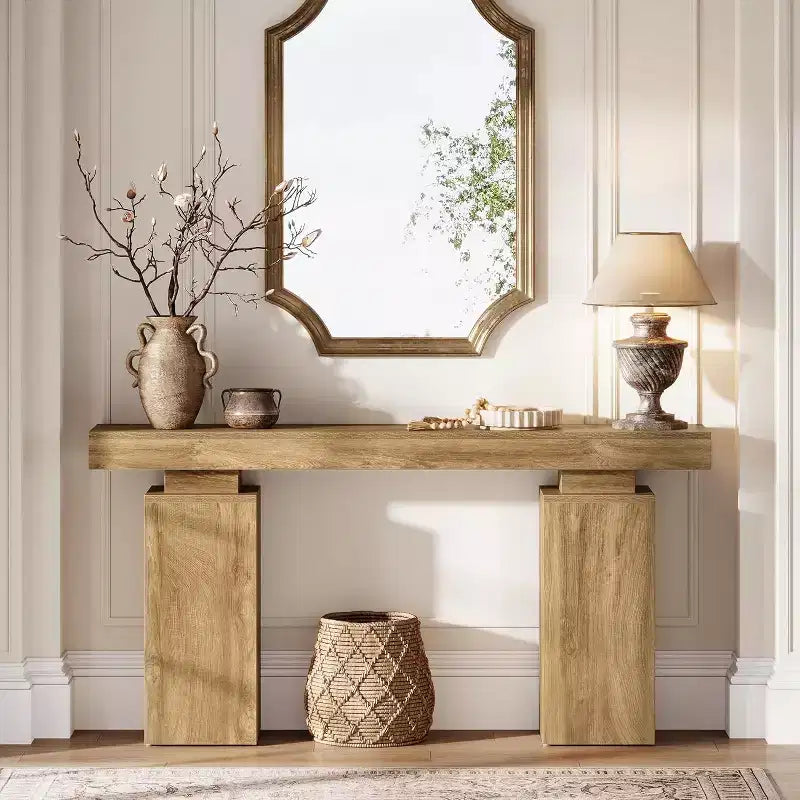 63-Inch Farmhouse Console Table for Entryway, Living Room & Hallway