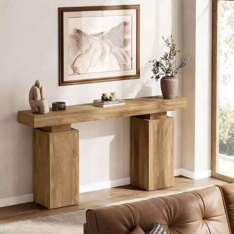 63-Inch Farmhouse Console Table for Entryway, Living Room & Hallway