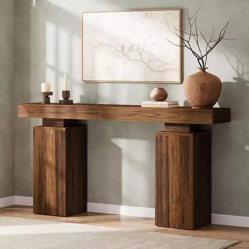 63-Inch Farmhouse Console Table for Entryway, Living Room & Hallway