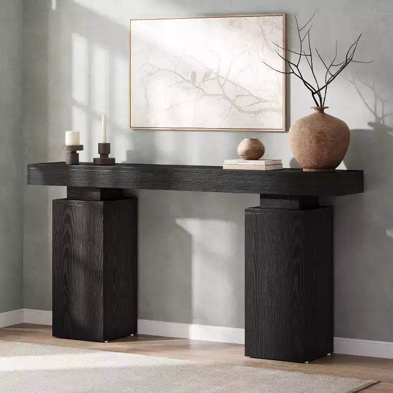 63-Inch Farmhouse Console Table for Entryway, Living Room & Hallway