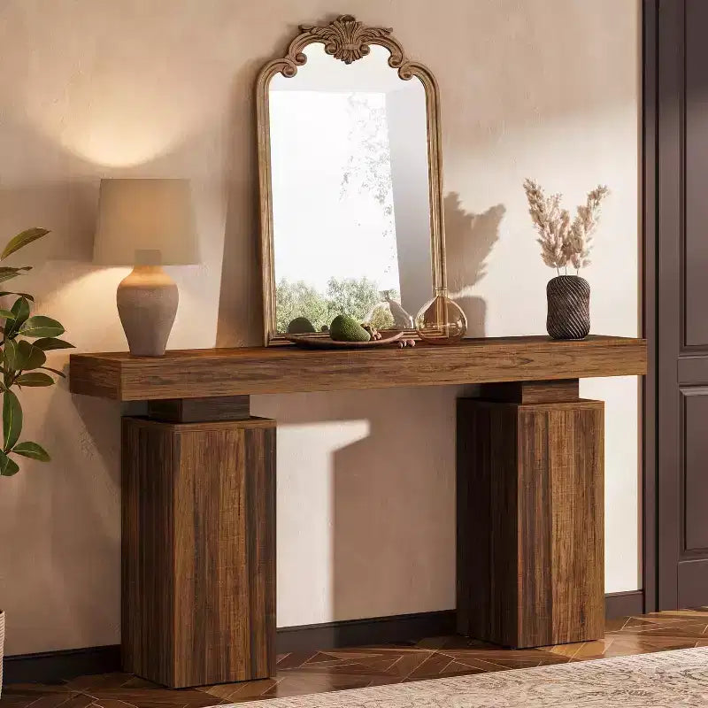 63-Inch Farmhouse Console Table for Entryway, Living Room & Hallway