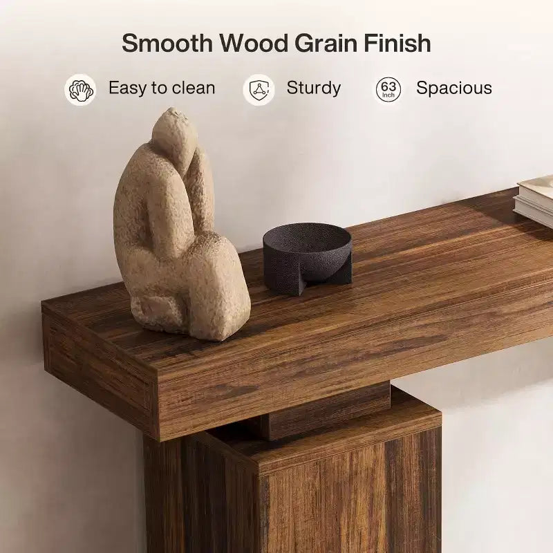 63-Inch Farmhouse Console Table for Entryway, Living Room & Hallway