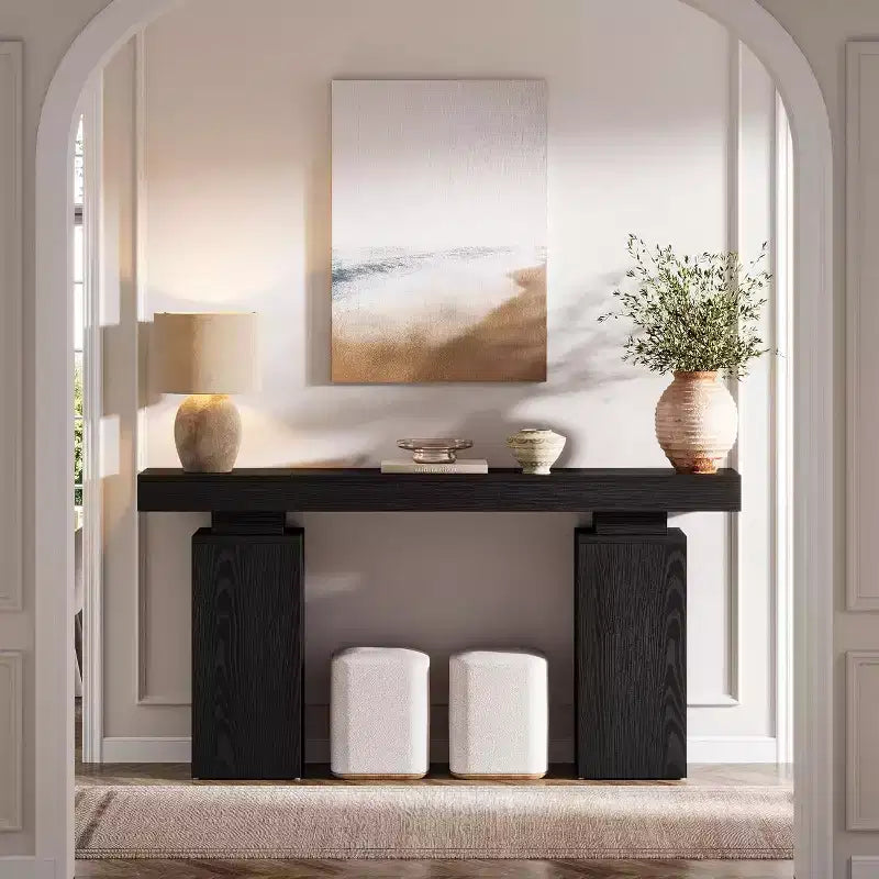 63-Inch Farmhouse Console Table for Entryway, Living Room & Hallway