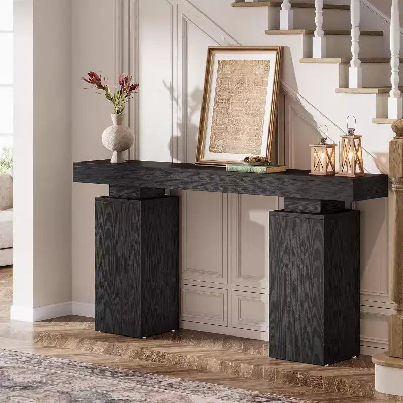 63-Inch Farmhouse Console Table for Entryway, Living Room & Hallway