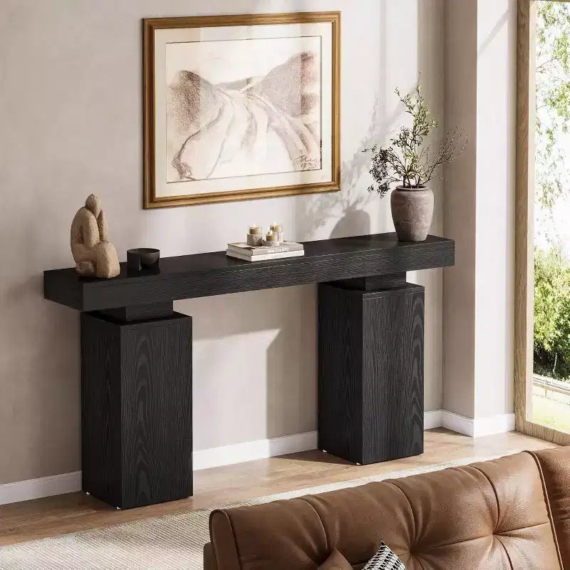 63-Inch Farmhouse Console Table for Entryway, Living Room & Hallway