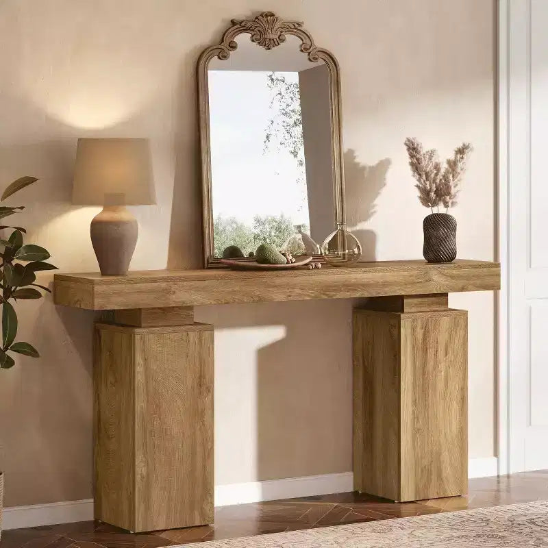 63-Inch Farmhouse Console Table for Entryway, Living Room & Hallway