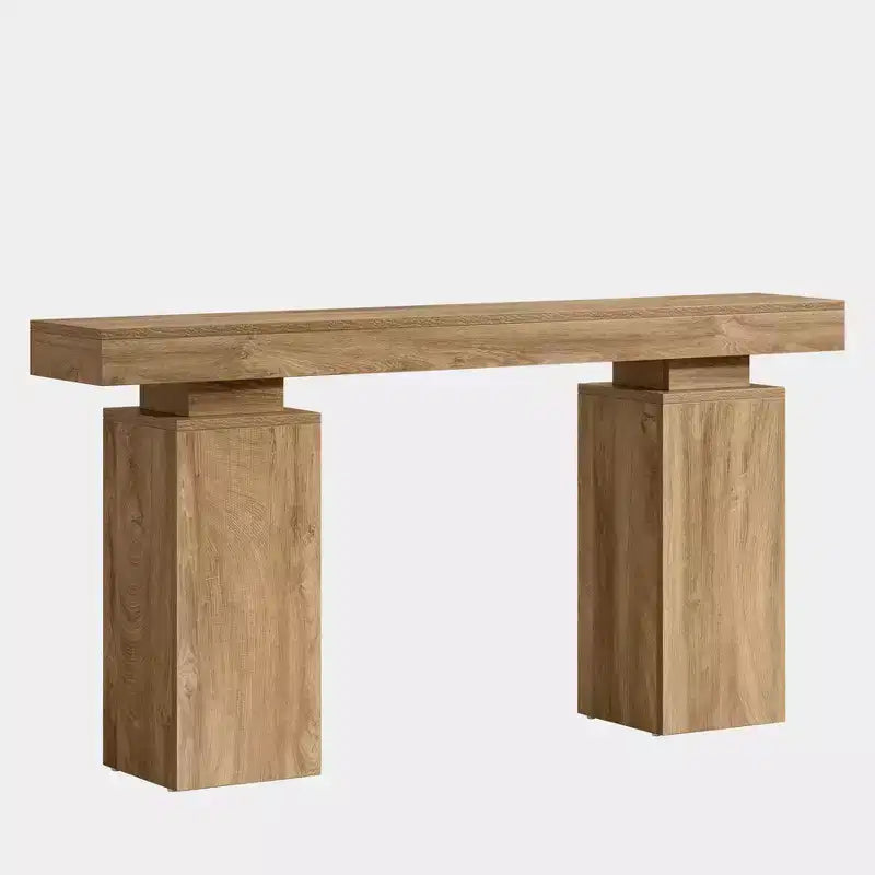 Wooden 63-Inch Long Console Table, Farmhouse Entryway Table Behind Couch, Modern Foyer Stand Entry Station for Living Room, Entrance, Hallway