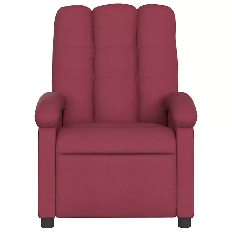 Burgundy Fabric Massage Recliner Chair - Manual Recline, Vibration, Padded Comfort, Side Pocket