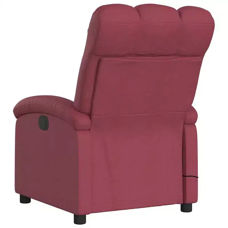 Burgundy Fabric Massage Recliner Chair - Manual Recline, Vibration, Padded Comfort, Side Pocket