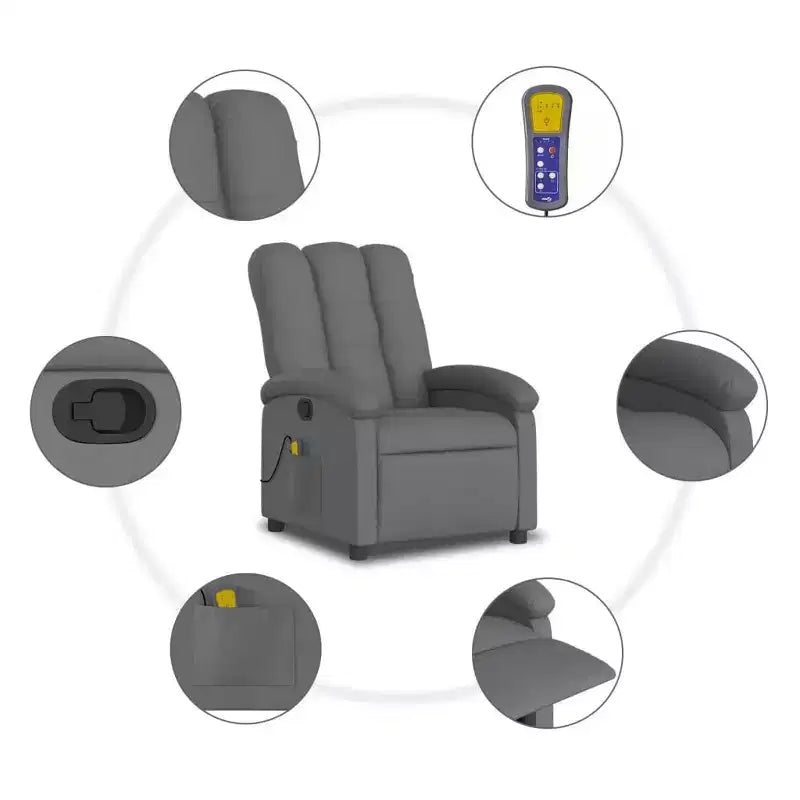 Burgundy Fabric Massage Recliner Chair - Manual Recline, Vibration, Padded Comfort, Side Pocket