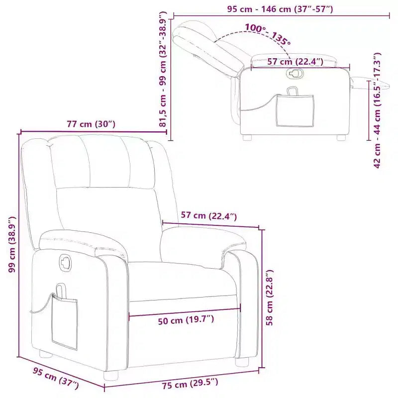 Massage Recliner Chair - Adjustable with 6-Point Vibration Massage, Black Faux Leather