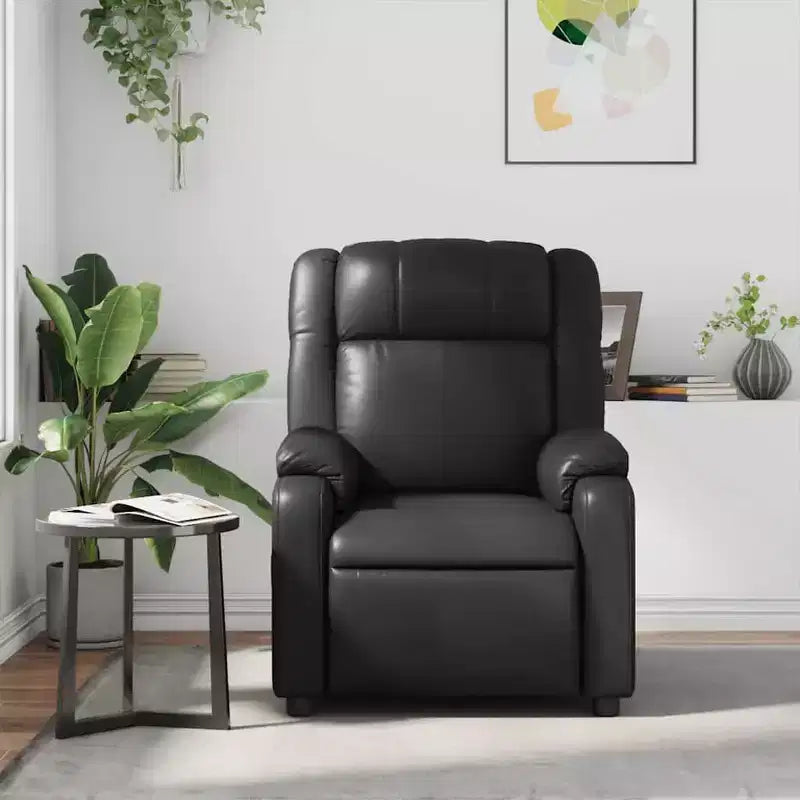 Massage Recliner Chair - Adjustable with 6-Point Vibration Massage, Black Faux Leather