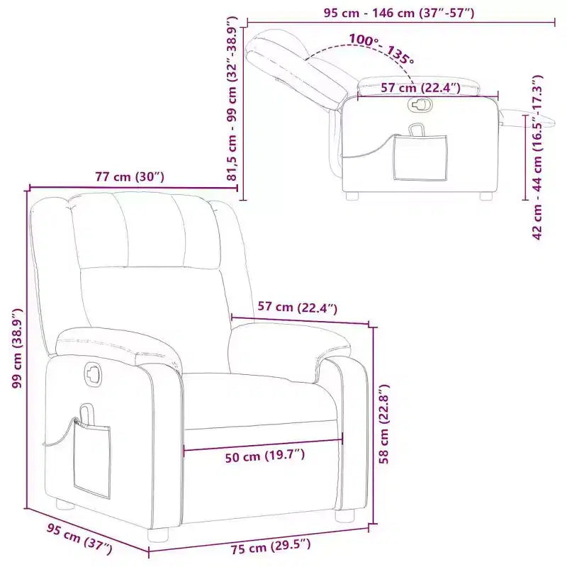 Massage Recliner Chair - Adjustable with 6-Point Vibration Massage, Black Faux Leather