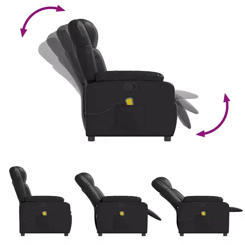 Massage Recliner Chair - Adjustable with 6-Point Vibration Massage, Black Faux Leather