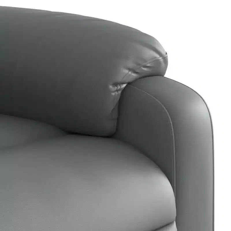 Leather Massage Recliner Chair with 6-Point Vibration, Adjustable Back & Footrest, Side Pocket – Gray