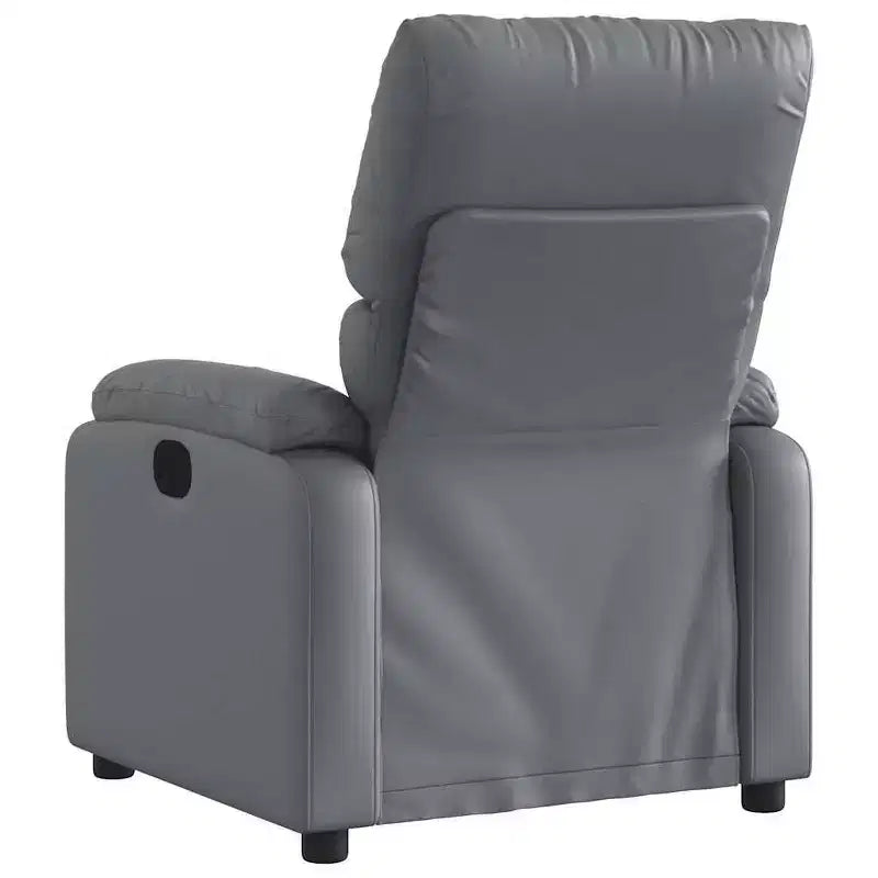Leather Massage Recliner Chair with 6-Point Vibration, Adjustable Back & Footrest, Side Pocket – Gray