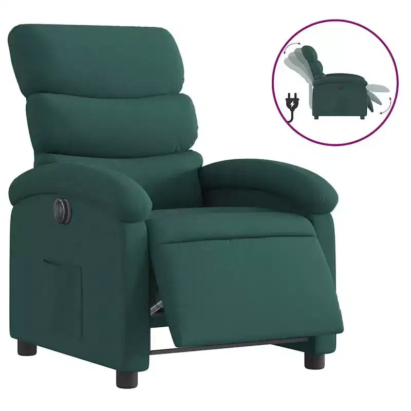 vidaXL Electric Recliner Chair for Elderly - Adjustable Fabric Armchair, Dark Green, with Motorized Tilt, Comfort Padding, Side Pocket