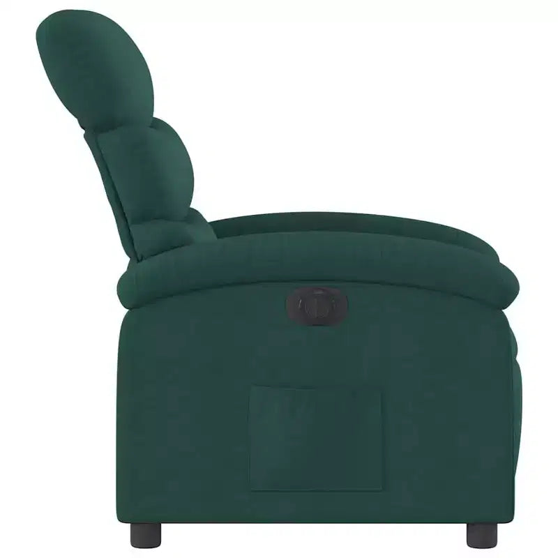 Electric Recliner Chair for Elderly - Adjustable Fabric Armchair, Dark Green