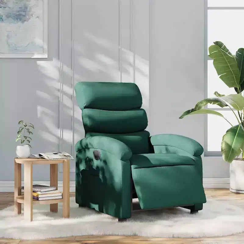 Electric Recliner Chair for Elderly - Adjustable Fabric Armchair, Dark Green