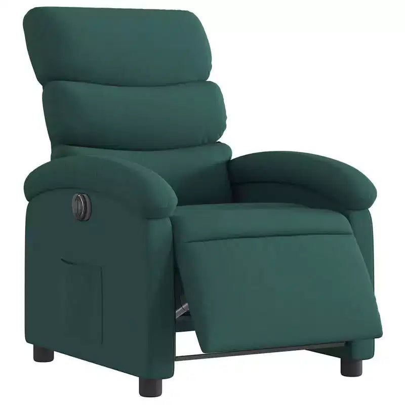 Electric Recliner Chair for Elderly - Adjustable Fabric Armchair, Dark Green