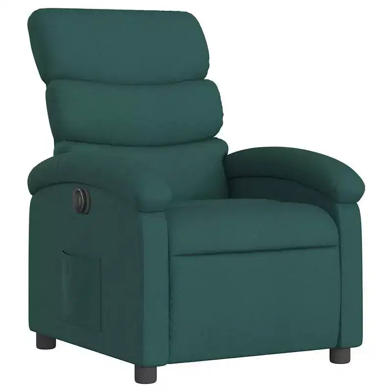 Electric Recliner Chair for Elderly - Adjustable Fabric Armchair, Dark Green