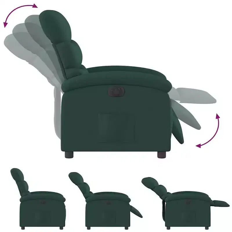 Electric Recliner Chair for Elderly - Adjustable Fabric Armchair, Dark Green