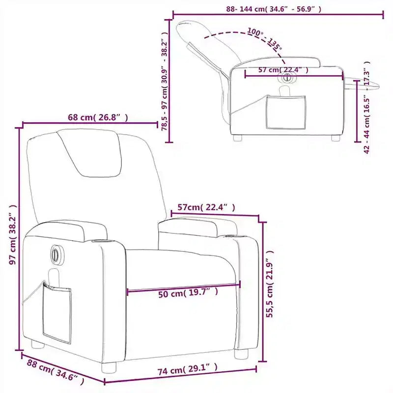 Electric Massage Recliner Chair - Cream Faux Leather Adjustable Lounge Armchair with Cup Holders